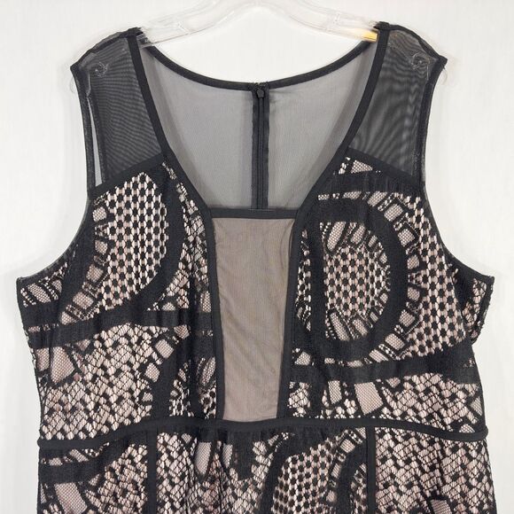 Metaphor Plus Size 24W Dress Black Sheath Silhouette Illusion Knee Length 210 - Picture 3 of 9